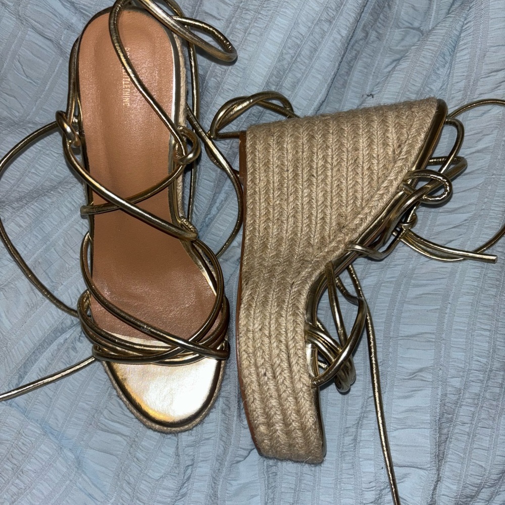 PrettyLittleThing Gold Espadrille Wedges